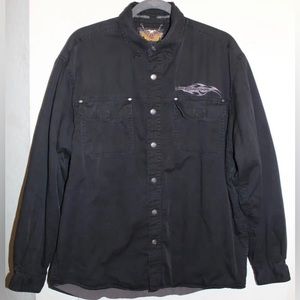 Harley-Davidson Snap Fleece Lined Insulated Black Jacket Embroidered L